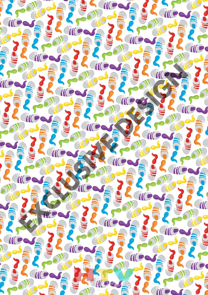 Colorful Art Paint Tubes On White Pattern Htv 12 X 17 Sheet