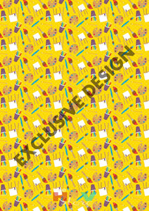Colorful Art Pencils On Yellow Pattern Htv 12 X 17 Sheet