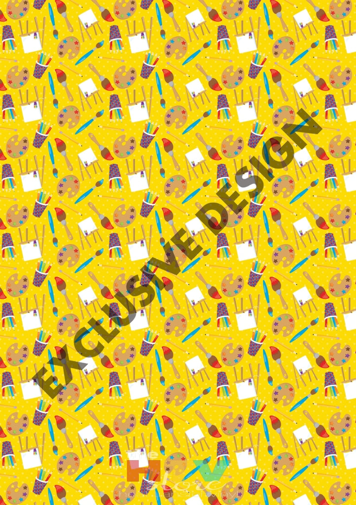 Colorful Art Pencils On Yellow Pattern Htv 12 X 17 Sheet
