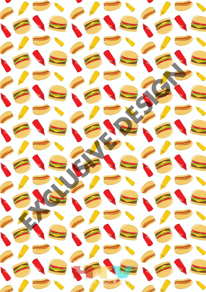 Hamburgers And Hotdogs White Htv 12 X 17 Sheet Pattern
