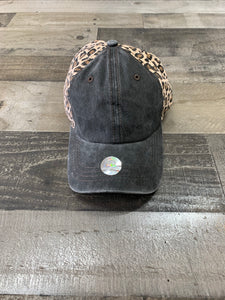 Cheetah with Black Denim Cap