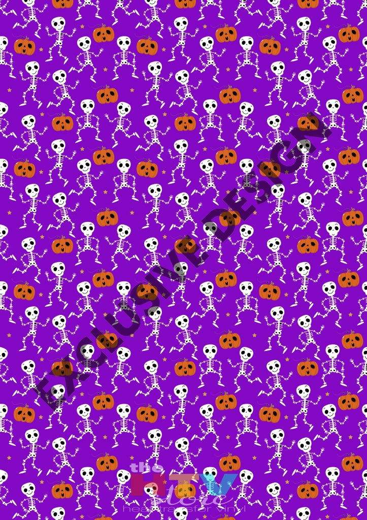 Skeletons With Purple Htv 12 X 17 Sheet Pattern