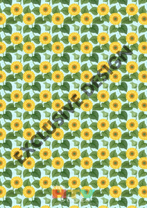 Sunflowers Teal Background Pattern Htv 12 X 17 Sheet